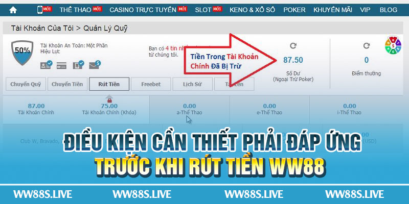 Điều kiện cần thiết phải đáp ứng trước khi rút tiền WW88